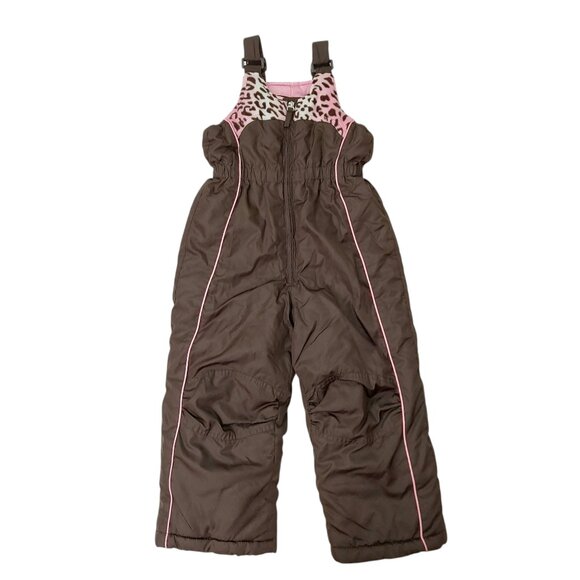 ZeroXposur Snow Bibs Girls 4T Brown Front Zip Insulated Warm Winter Outdoor - Picture 1 of 10